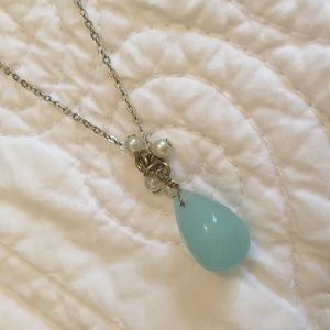 Small aqua pendant necklace